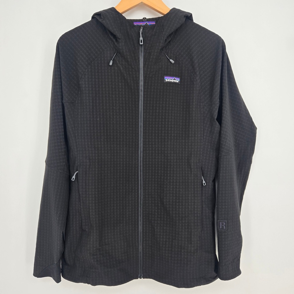 Patagonia R1 TechFace Hoodie Jacket Womens L Black Outdoors Gorpcore EUC Hiking